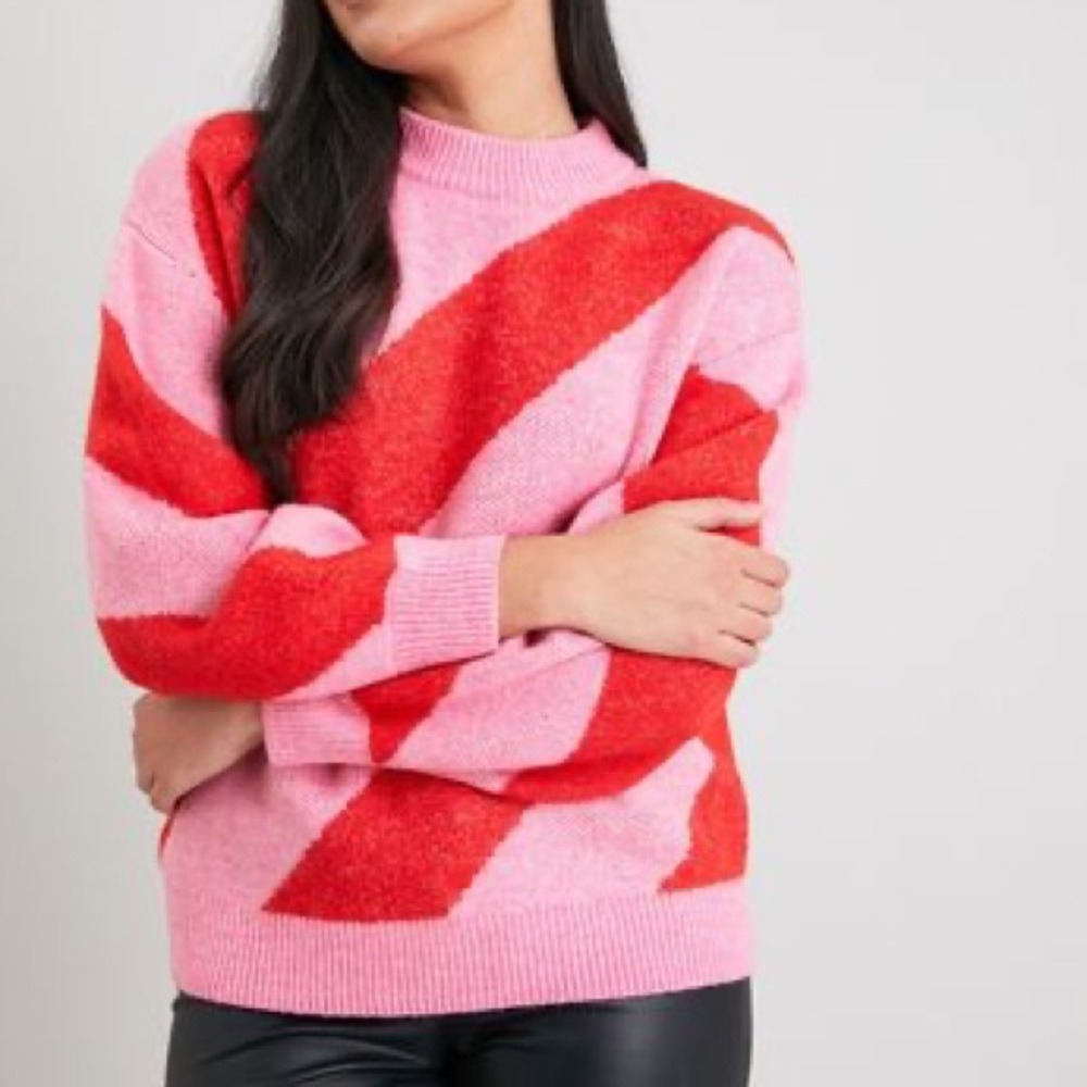 Tu Clothing Pink & Red Diagonal Stripe Jumper